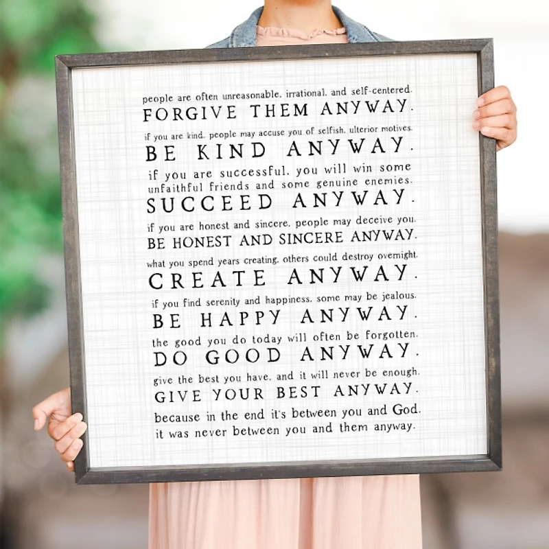 Anyway Framed Wood Wall Plaque
