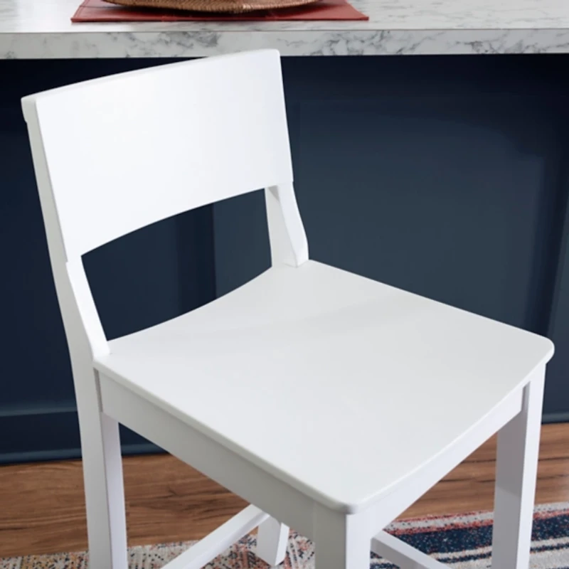 White Wood Devin Counter Stools, Set of 2