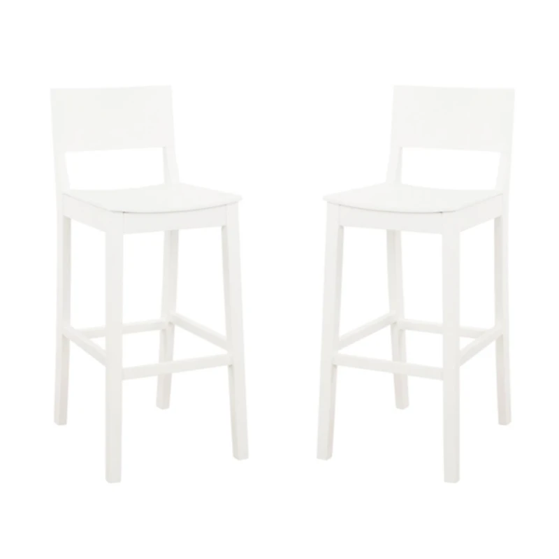 White Wood Devin Bar Stools, Set of 2