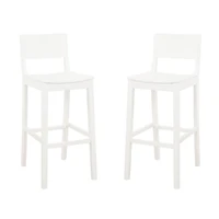 White Wood Devin Bar Stools, Set of 2