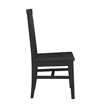 Black Wood Slatted Back Dining Chairs, Set of 2