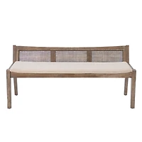 Rustic Wood Rattan Bench