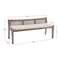 Rustic Wood Rattan Bench