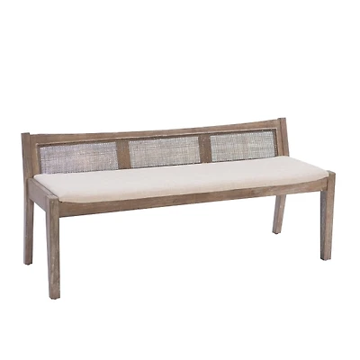 Rustic Wood Rattan Bench