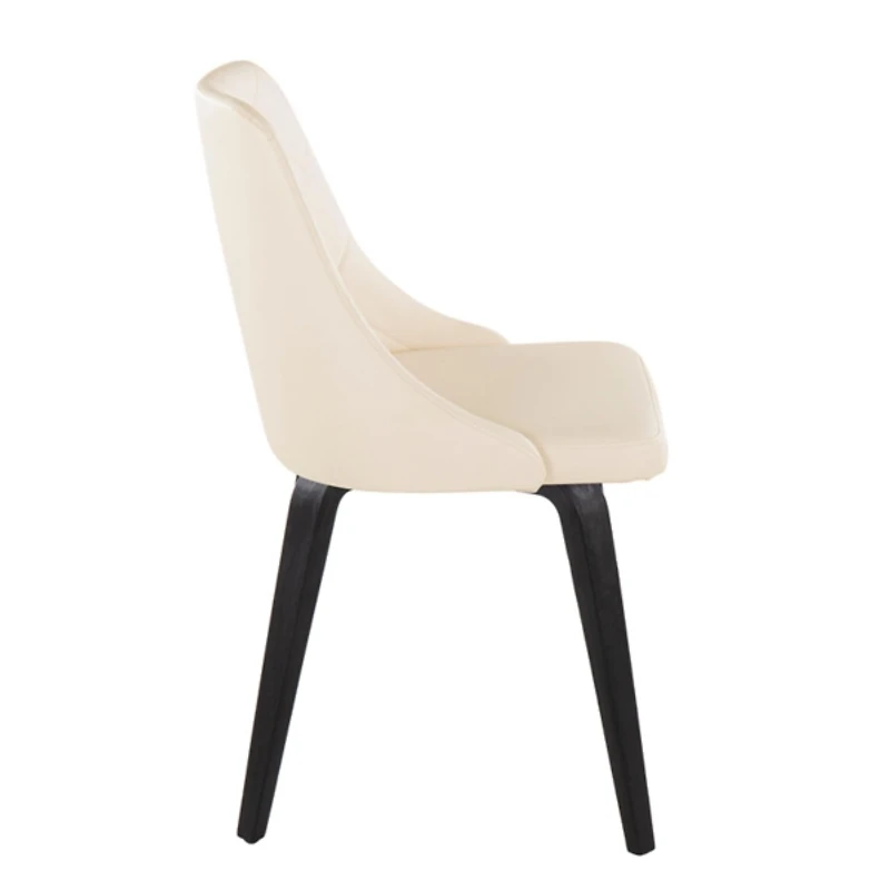 Cream & Black Faux Leather Dining Chairs, Set of 2