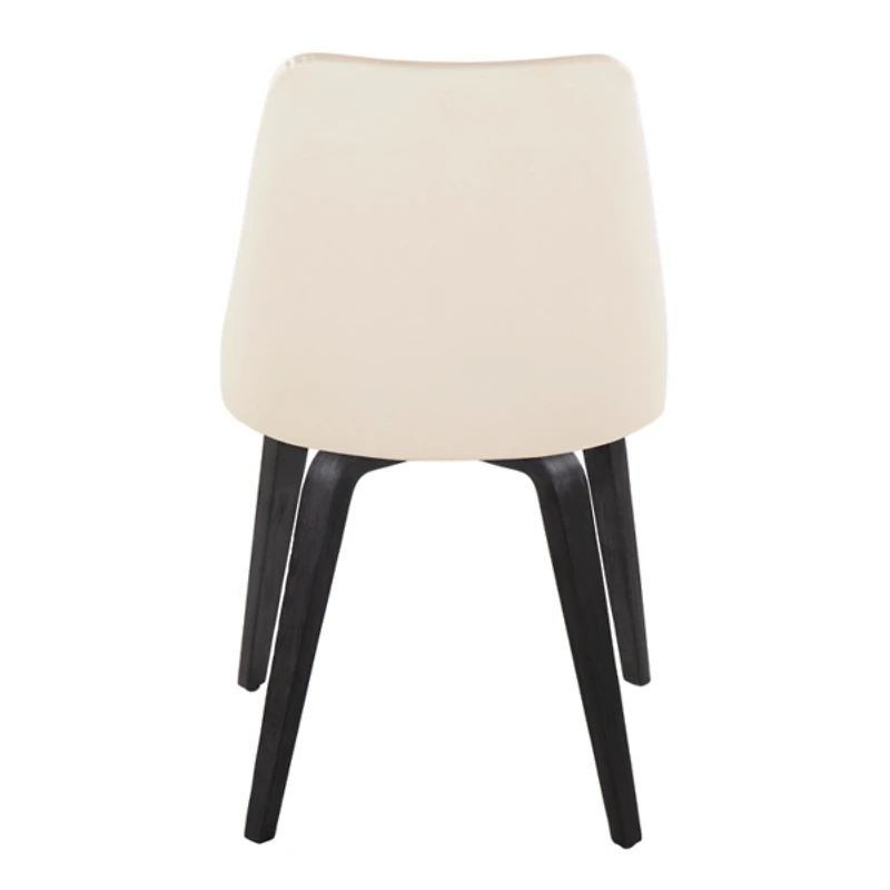 Cream & Black Faux Leather Dining Chairs, Set of 2