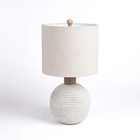 Cream Ridged Round Table Lamp
