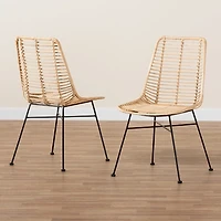 Natural Rattan Manhattan Dining Chairs, Set of 2