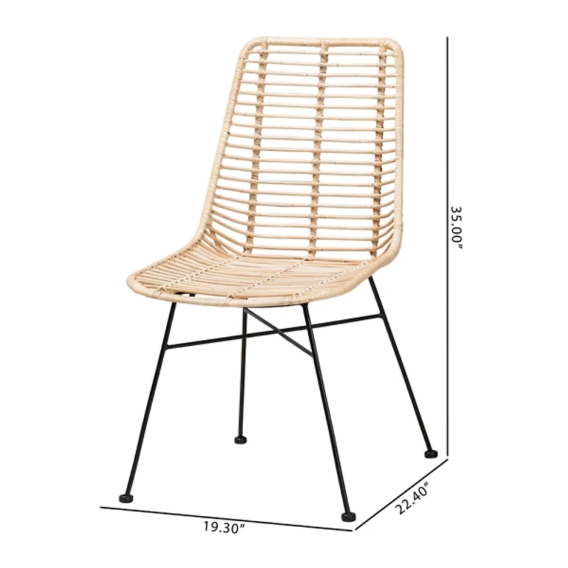 Natural Rattan Manhattan Dining Chairs, Set of 2