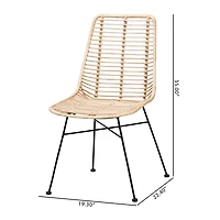 Natural Rattan Manhattan Dining Chairs, Set of 2