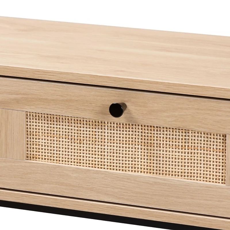 Natural Woven Rattan 2-Drawer Console Table