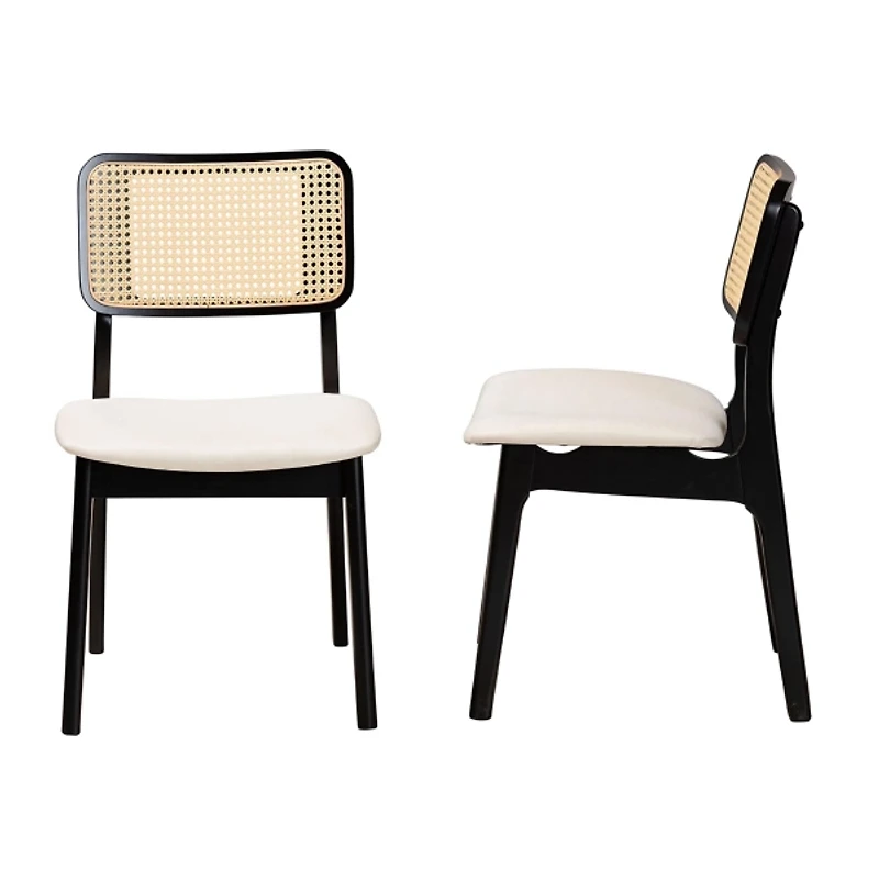 Black & Cream Modern Dining Chairs, Set of 2