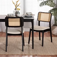 Black & Cream Modern Dining Chairs, Set of 2