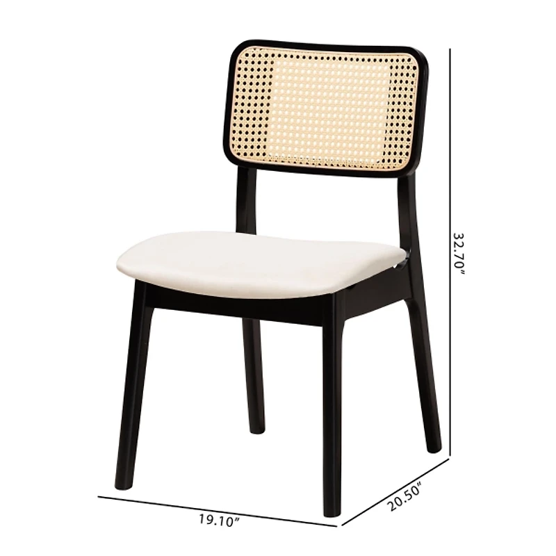 Black & Cream Modern Dining Chairs, Set of 2
