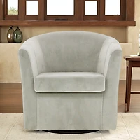 Light Gray Swivel Barrel Accent Chair