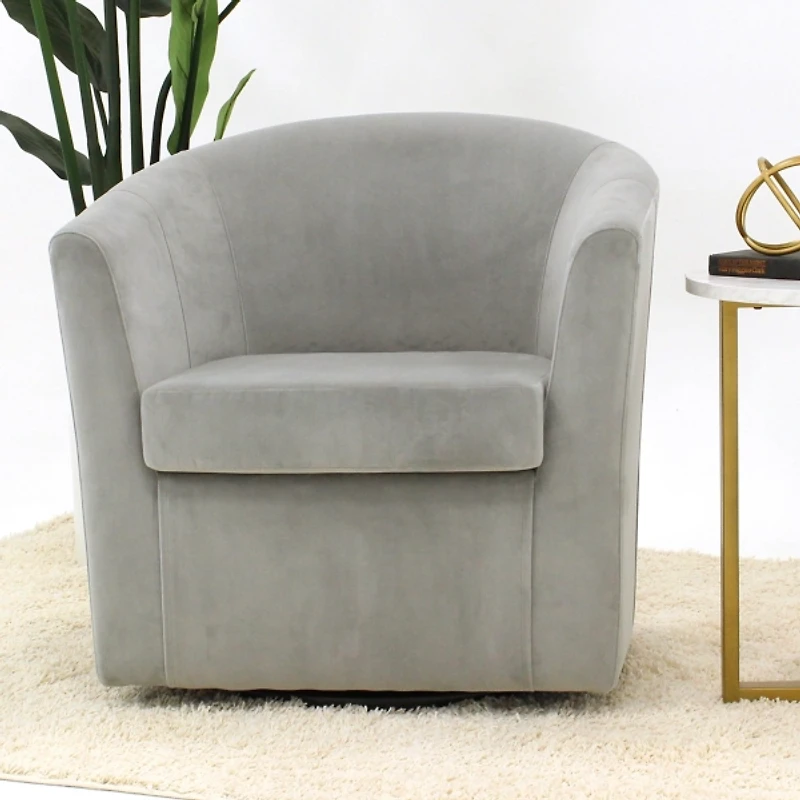 Light Gray Swivel Barrel Accent Chair