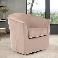 Light Pink Swivel Barrel Accent Chair