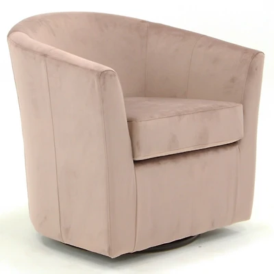 Light Pink Swivel Barrel Accent Chair