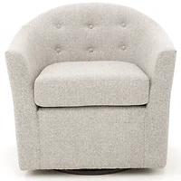 Light Gray Tufted Swivel Barrel Accent Chair