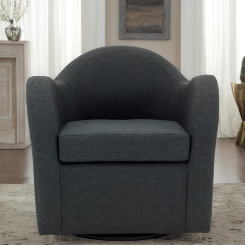 Max Gray Swivel Club Accent Chair