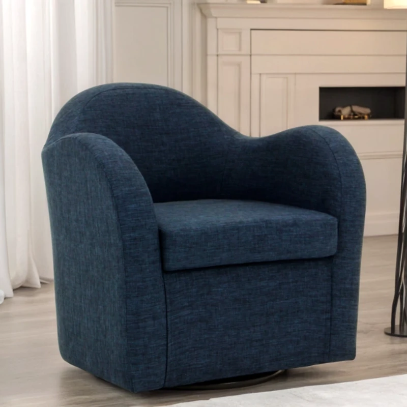 Max Navy Swivel Club Accent Chair