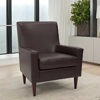 Emma Walnut Faux Leather Accent Chair