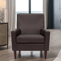 Emma Walnut Faux Leather Accent Chair