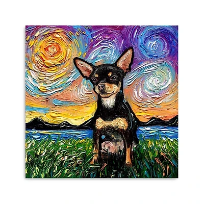 Aja Trier Chihuahua Starry Night Canvas Print