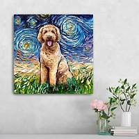 Aja Trier Goldendoodle Starry Night Canvas Print