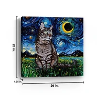 Aja Trier Tabby Cat Starry Night Canvas Art Print
