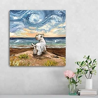 Aja Trier Westie Starry Beach Canvas Art Print