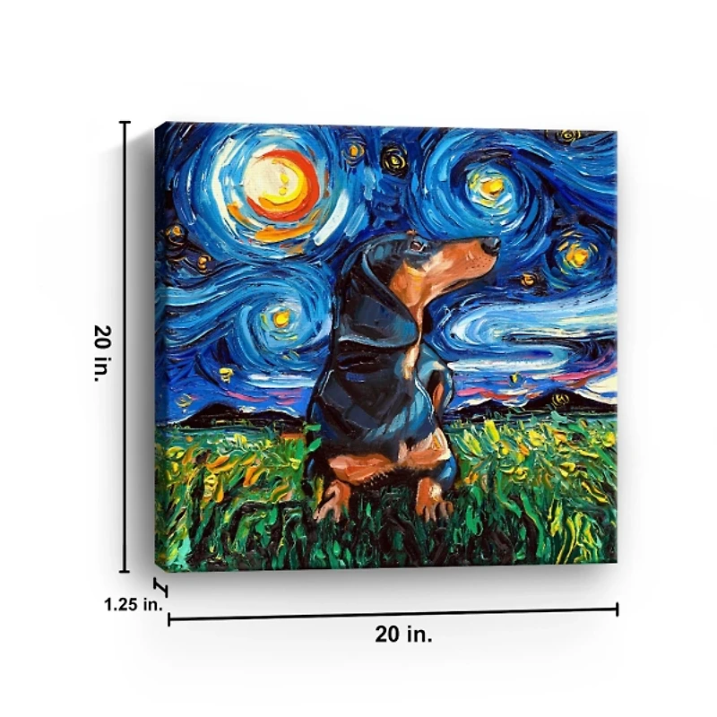 Aja Trier Dachshund II Starry Night Canvas Print
