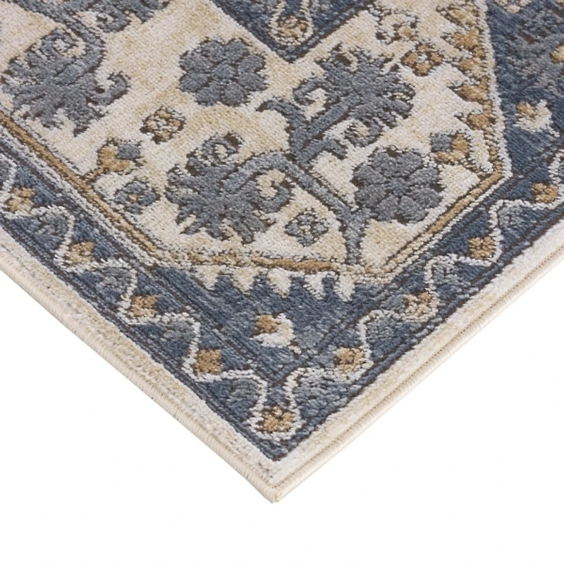 Blue Tile Border Area Rug, 8x10