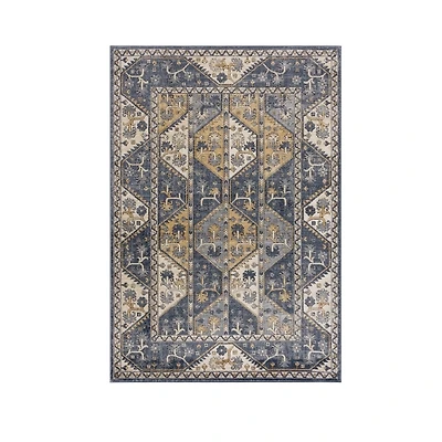 Blue Tile Border Area Rug, 8x10