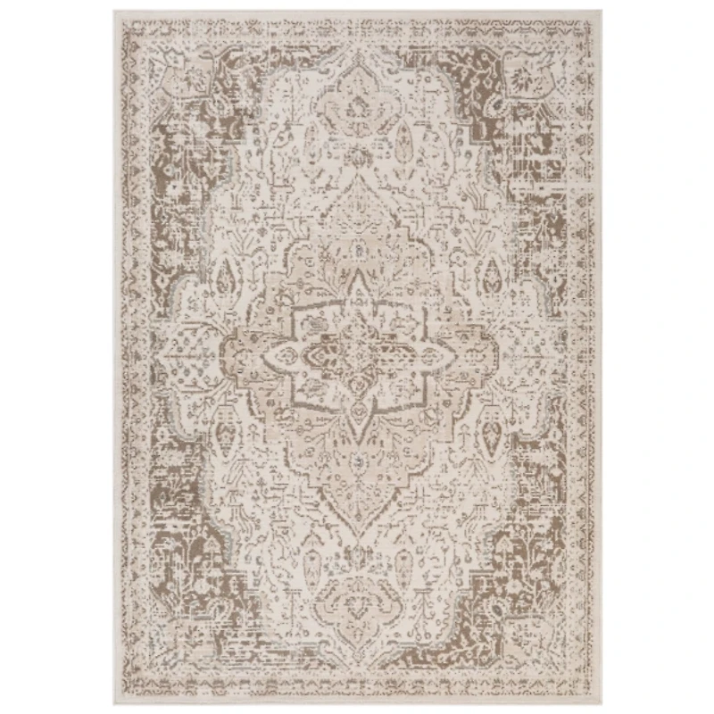 Cream Medallion Area Rug, 5x8