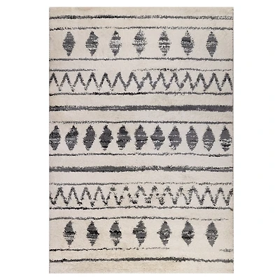 Cream Boho Striped Area Rug, 5x8