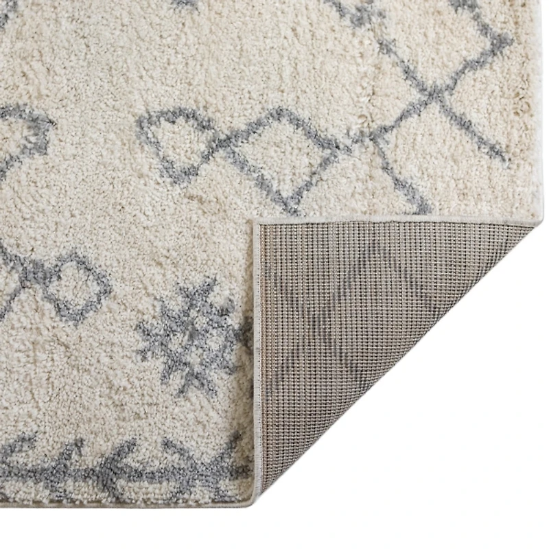 Ivory Geometric Area Rug, 5x8
