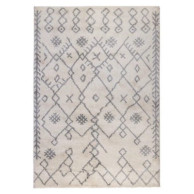 Ivory Geometric Area Rug, 5x8