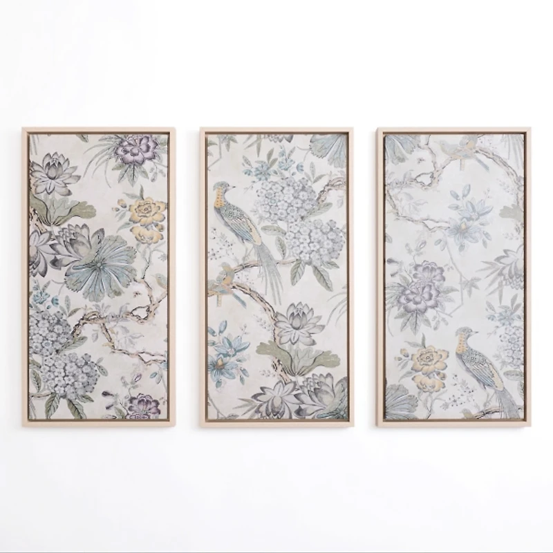 Birds on Branches Framed Canvas Prints, Set of 3