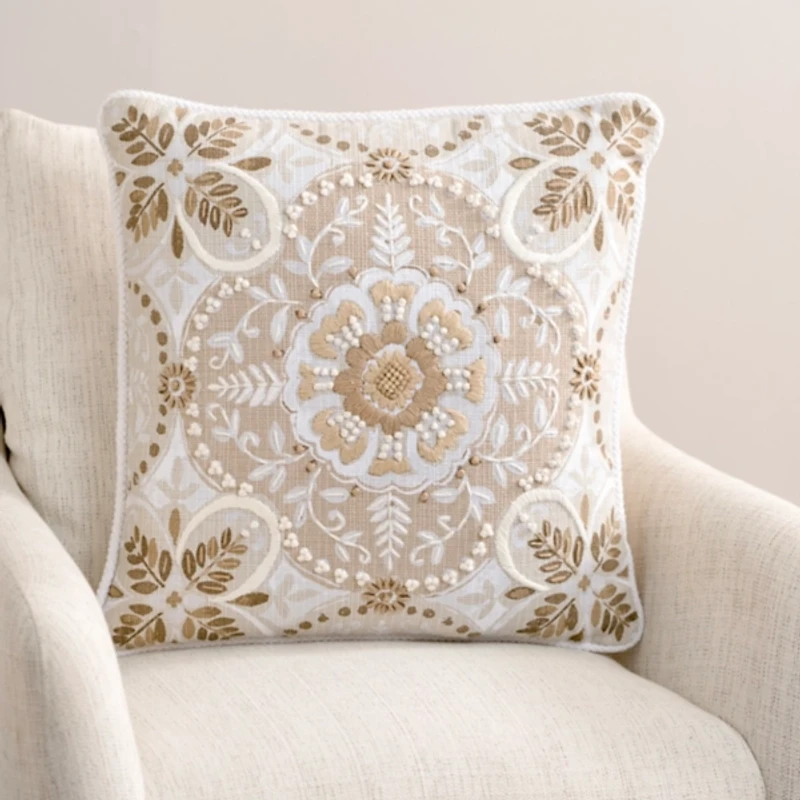 Kirklands Taupe Embroidered Claudia Pillow at Hamilton Place in