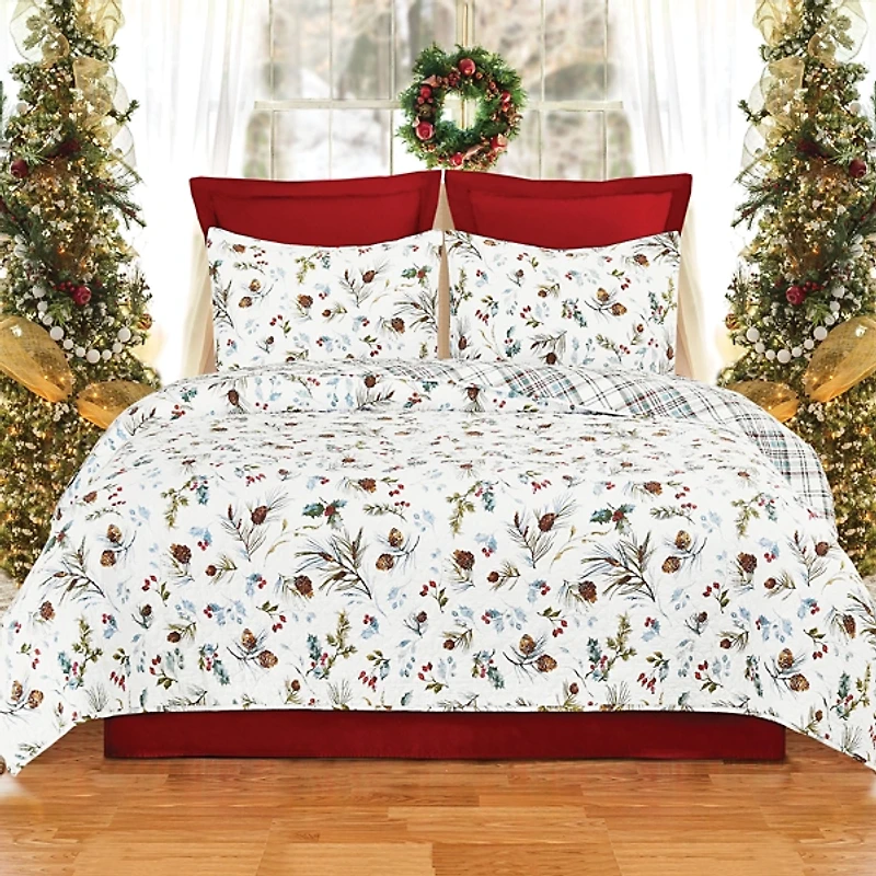 Pinecone Reversible 3-pc. Full/Queen Quilt Set