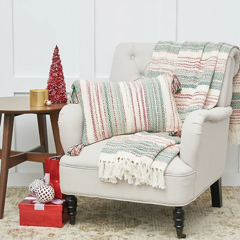 Red and Green Nordic Stripe Throw