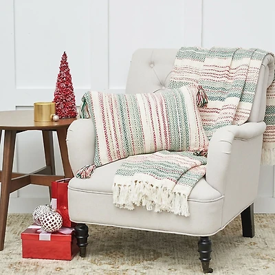 Red and Green Nordic Stripe Throw