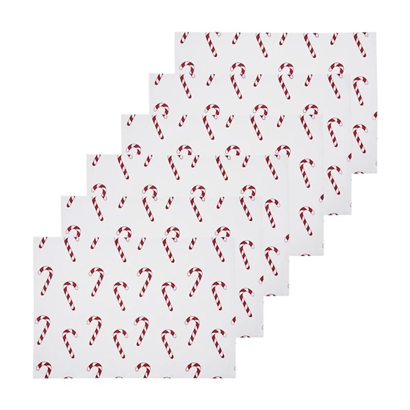 Candy Cane Wishes Placemats, Set of 6