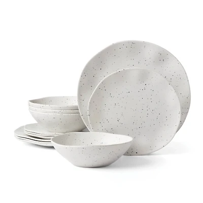 Cream Terrazzo 12-pc. Melamine Dinnerware Set