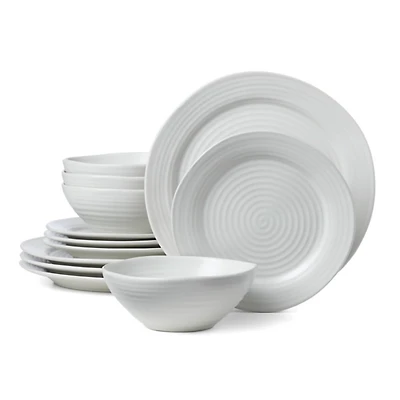 White Ridge 12-pc. Stoneware Dinnerware Set