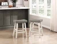 Gray & White Wood Counter Stools, Set of 2