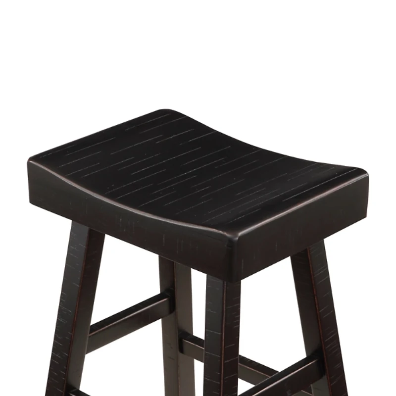 Black Wood Bar Stools, Set of 2