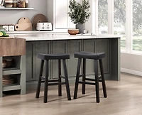 Black Wood Bar Stools, Set of 2