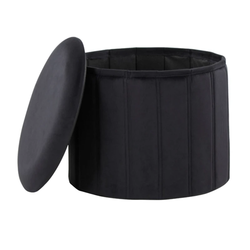 Black Collapsible Storage Ottoman